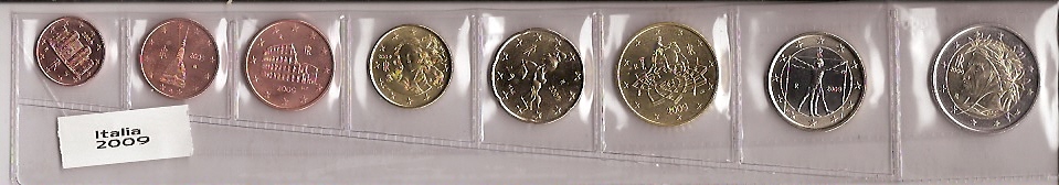 Collection en rouleaux - Italie - 2009 - 8 monnaies
