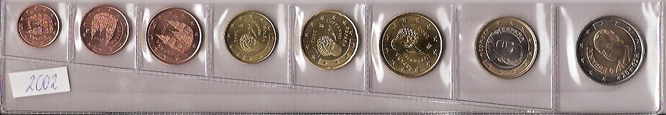 Sammlung in Streifen - Spanien - sc - Jahr 2002 - 8 Münzen