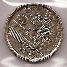 Monedas - España - Juan Carlos I (pesetas) - 1995 - 100 pesetas - Click en la imagen para cerrar