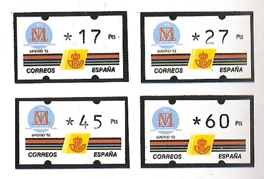Sellos - Países - España - ATMs (sellos autom.val.variable) - 999 - 1992 - **
