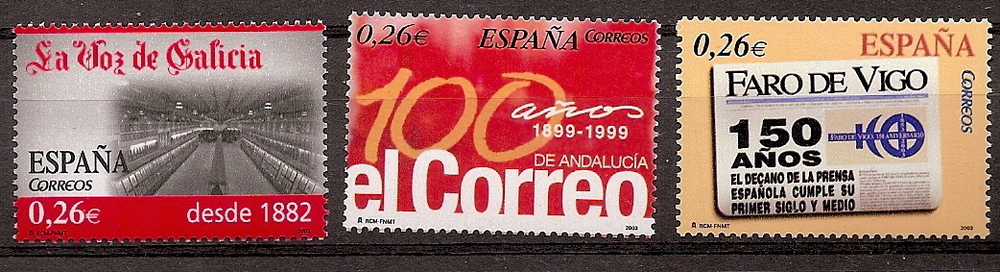 Sellos - Países - España - 2º Cent. (Series Completas) - Juan Carlos I - 2003 - 4027/29 - **