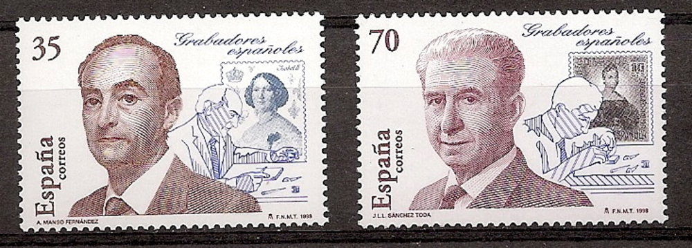 Francobolli - Paesi - Spagna - 2º Cent. (Serie Complete) - Juan Carlos I - 1998 - 3550/51 - **