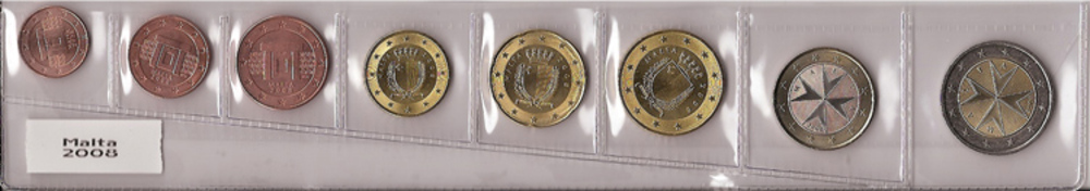 Monedes - Euros - Col·lecció en tires - Països - Malta - Any 2008 - 8 monedes - SC