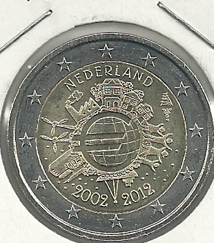 2€ - Holanda - Año 2012 - Décimo Aniversario circulación Euro - Click en la imagen para cerrar
