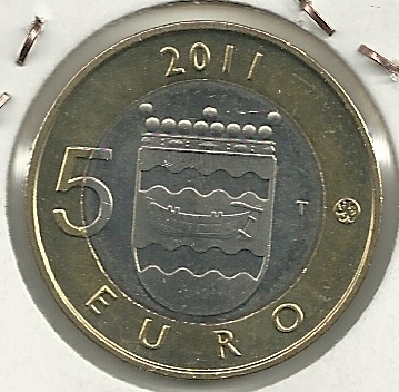 5€ - Finlandia - Año 2011 - Escudo con barca - Click en la imagen para cerrar