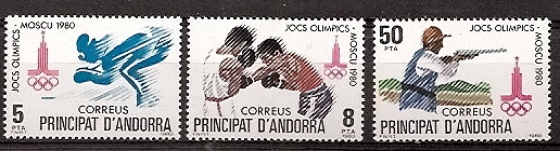 Sellos - Países - Andorra - Correo Español - Series completas - 1980 - 135/37 - ** - Click en la imagen para cerrar