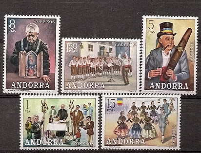Sellos - Países - Andorra - Correo Español - Series completas - 1972 - 080/084 - ** - Click en la imagen para cerrar