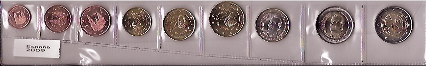 Коллекция в полосках - Испания - sc - Год 2009 - 9 монет
